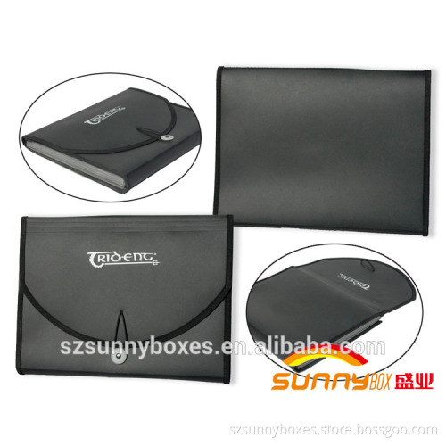A4 Black Plastic Printing Expanding Document File Holder Bag With Elastic Closure